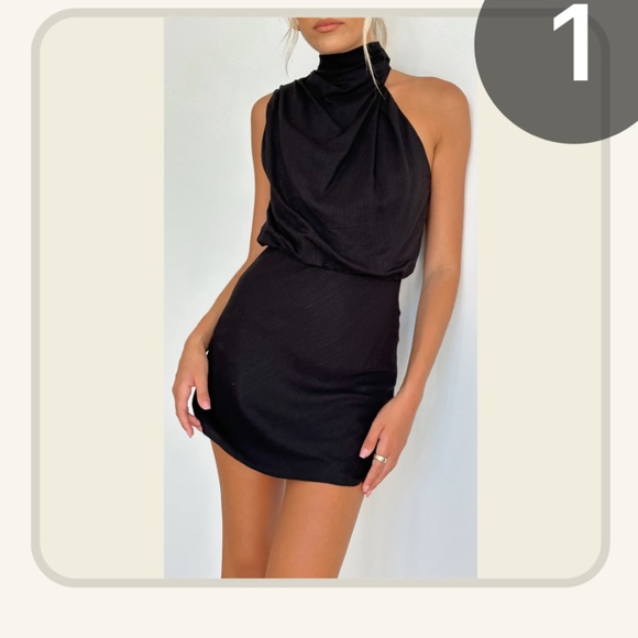 Elegant Black Halter Dress - Picture 1 of 5
